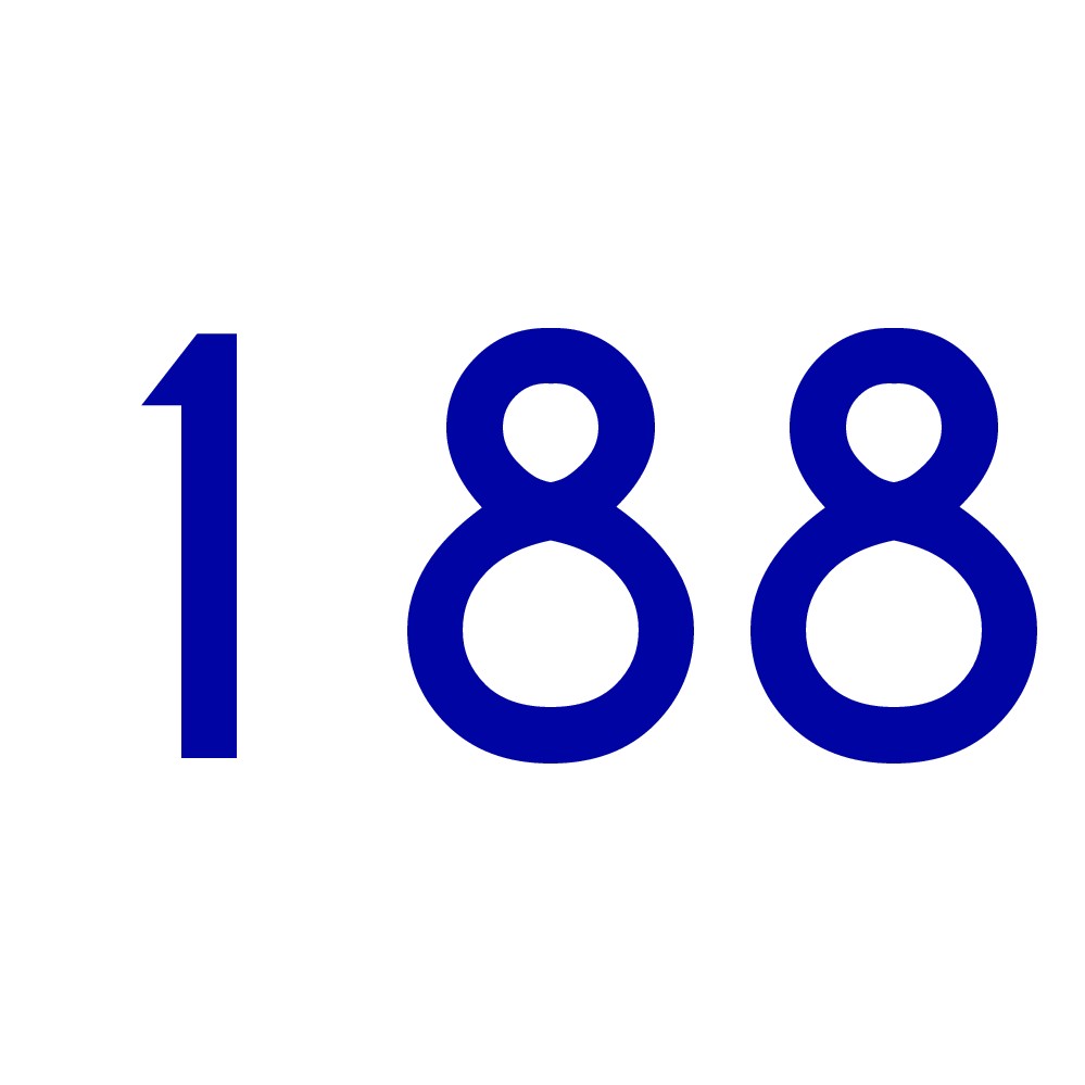 Hausnummer Aufkleber 188 blau