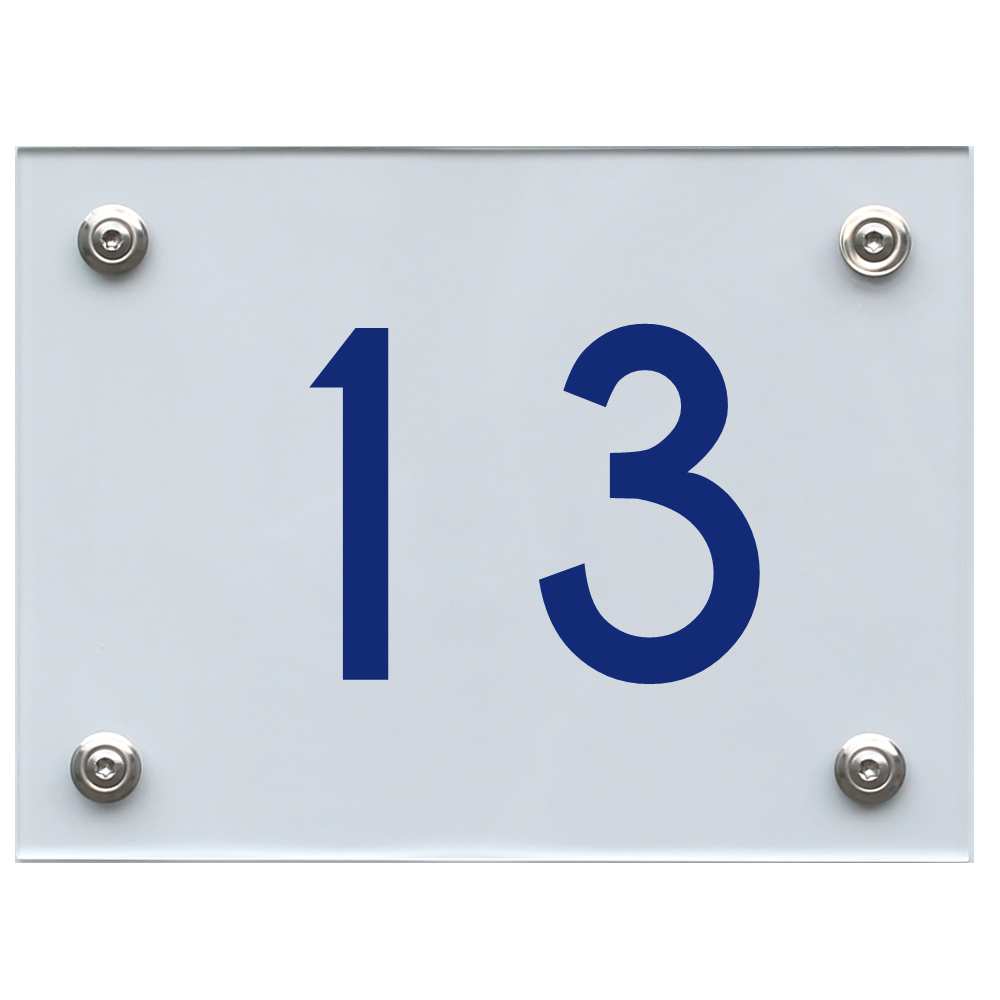 Hausnummernschild 13 blau