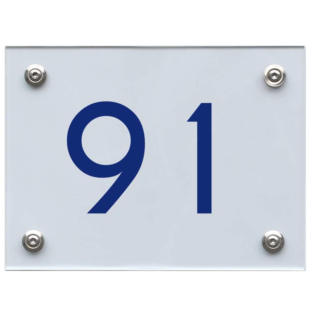 Hausnummernschild 91 blau