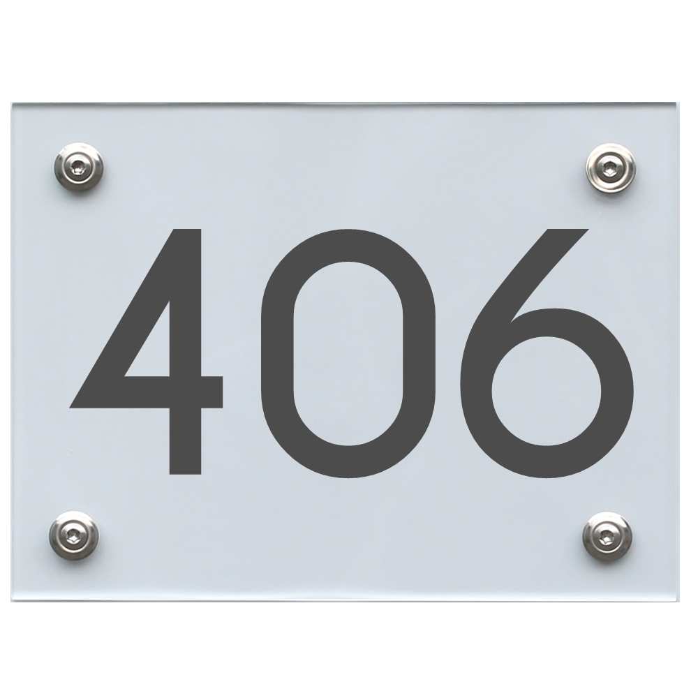 Hausnummernschild 406 dunkelgrau