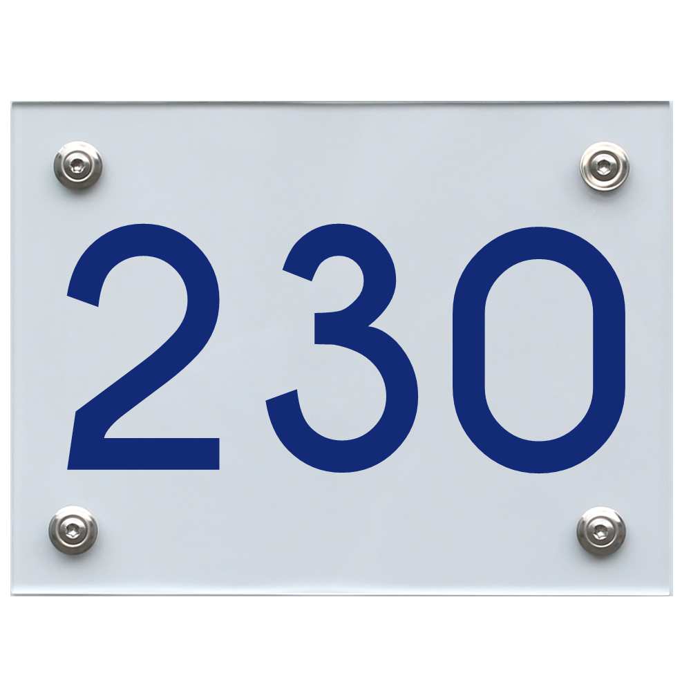 Hausnummernschild 230 blau