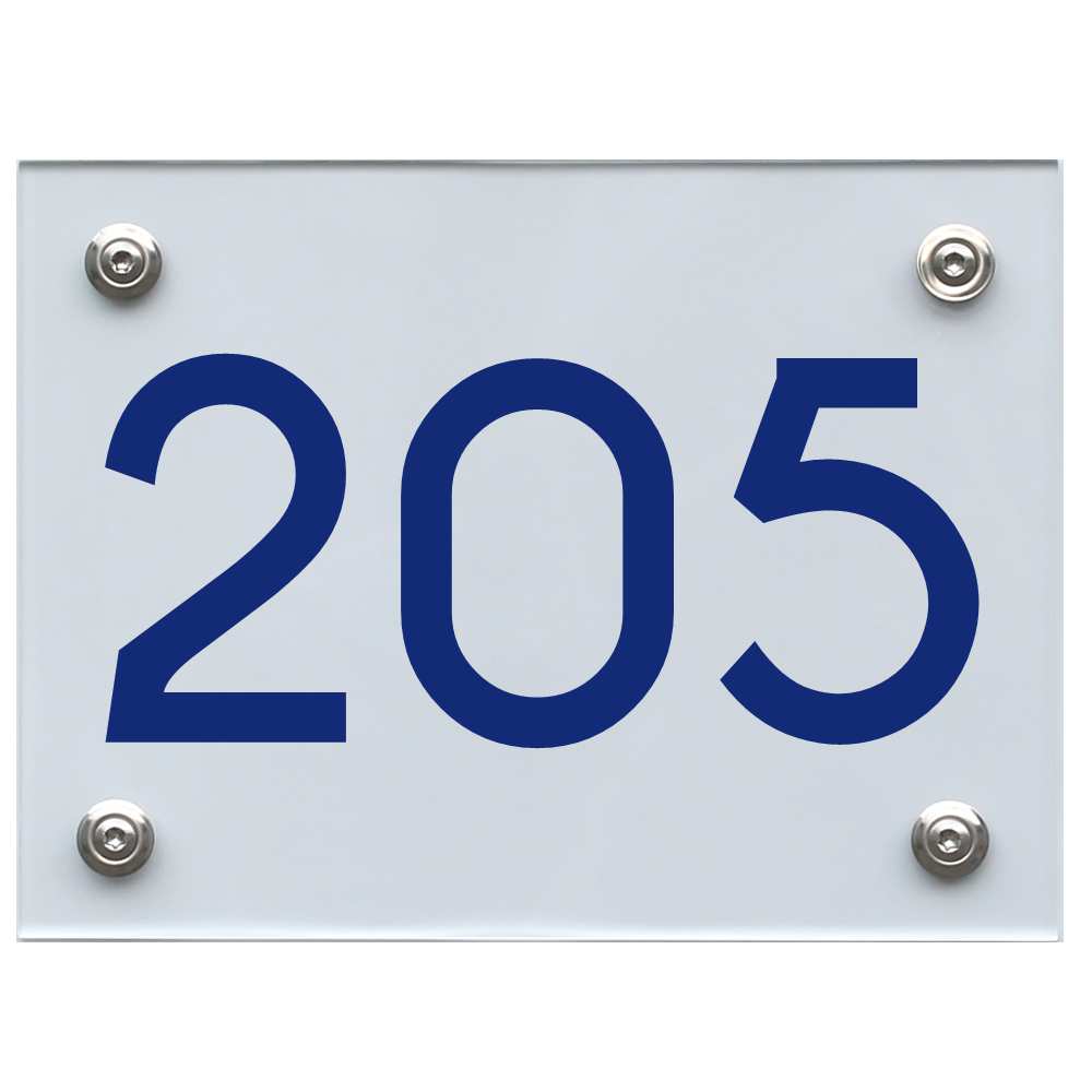 Hausnummernschild 205 blau
