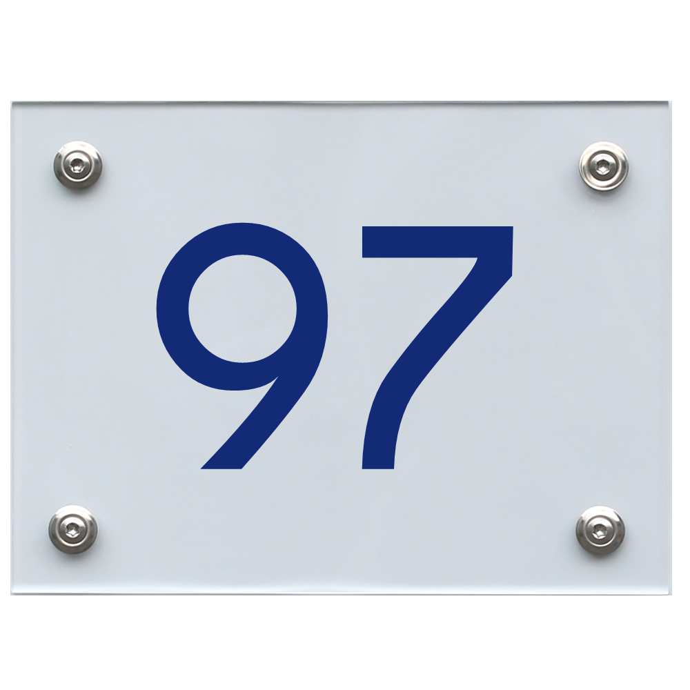 Hausnummernschild 97 blau