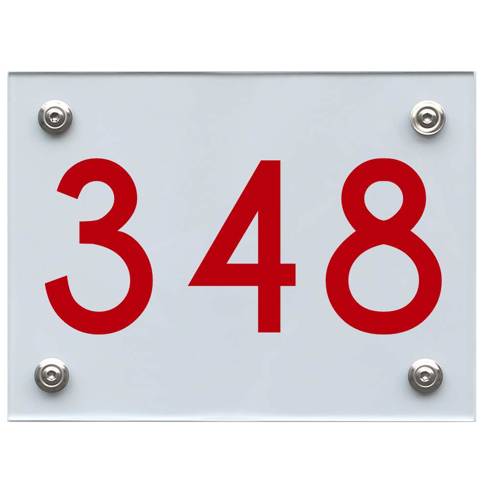 Hausnummernschild 348 rot