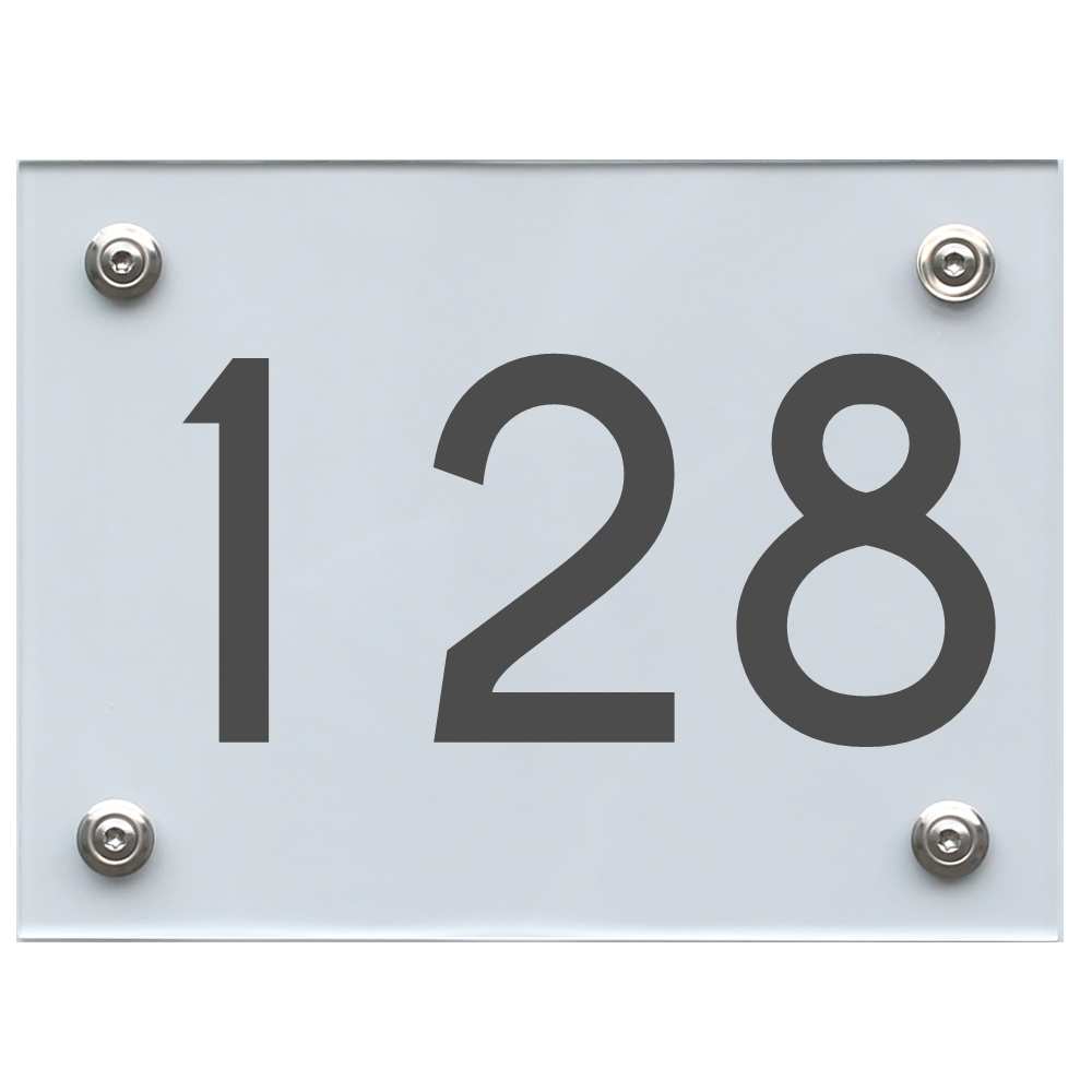 Hausnummernschild 128 dunkelgrau