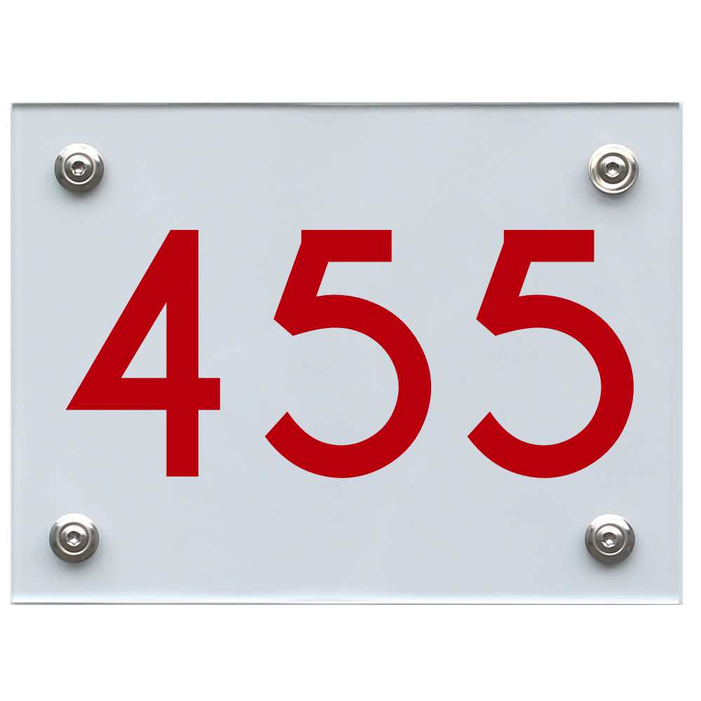 Hausnummernschild 455 rot