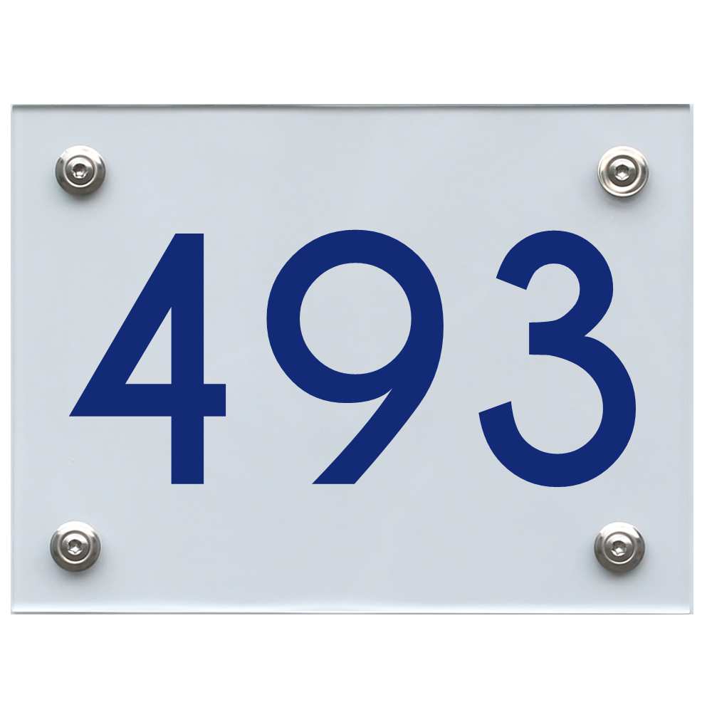 Hausnummernschild 493 blau