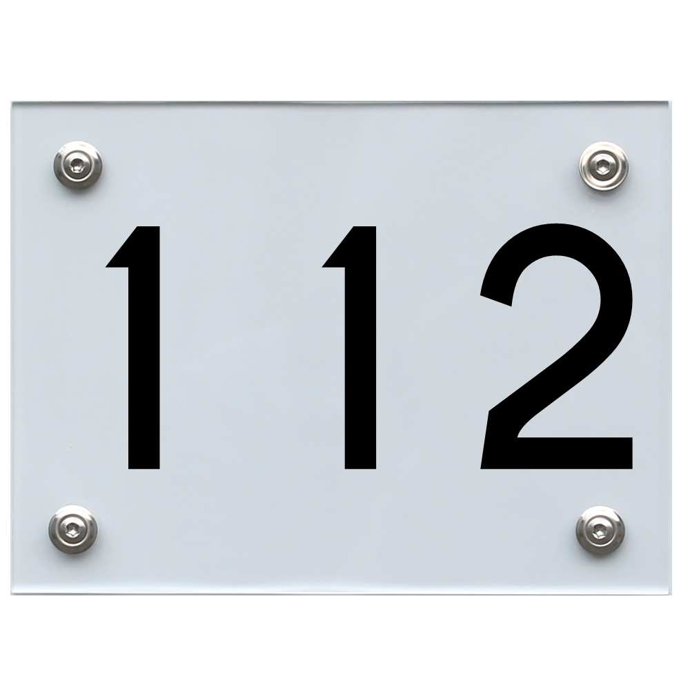 Hausnummernschild 112 schwarz