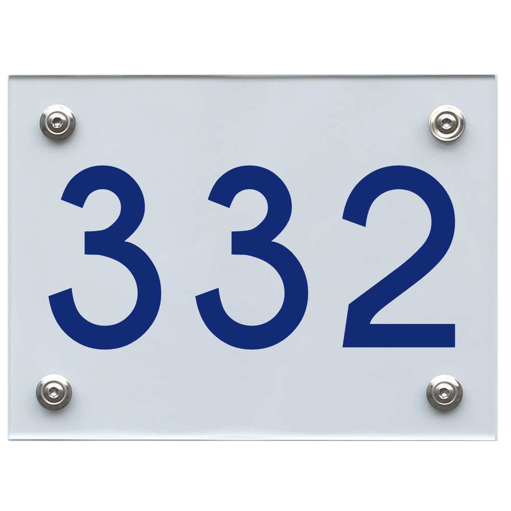 Hausnummernschild 332 blau