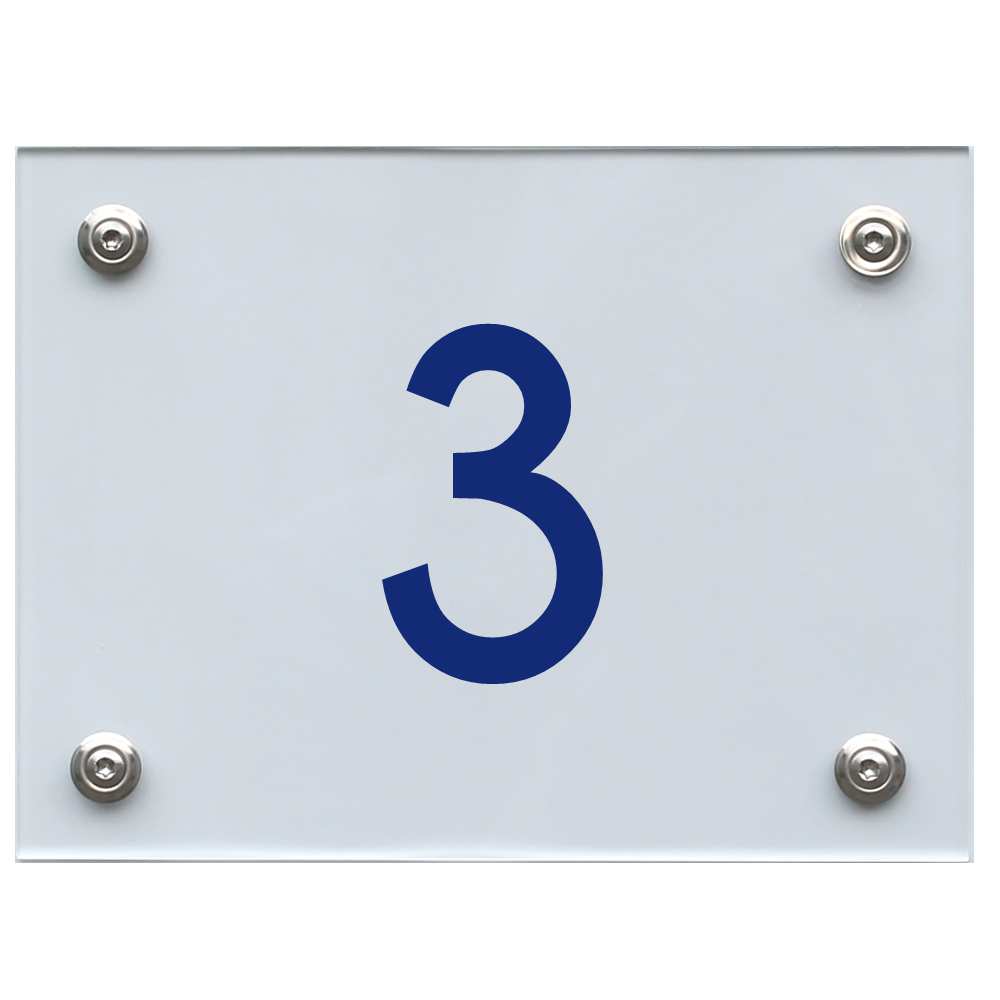 Hausnummernschild 3 blau