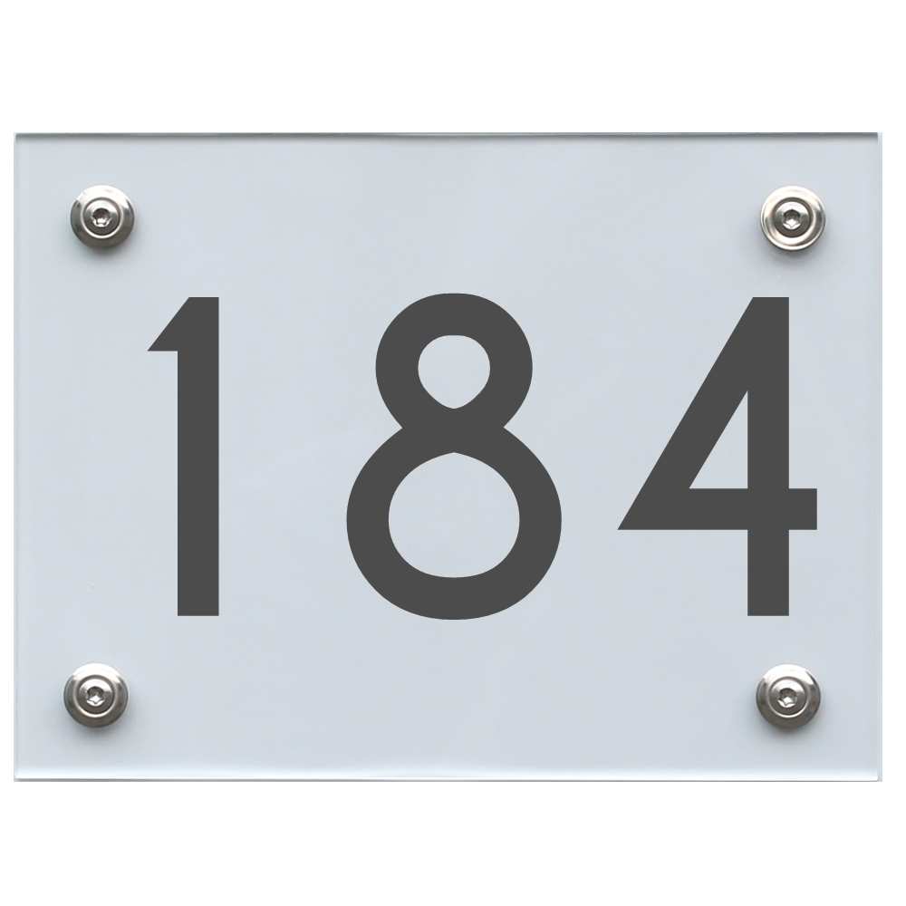 Hausnummernschild 184 dunkelgrau