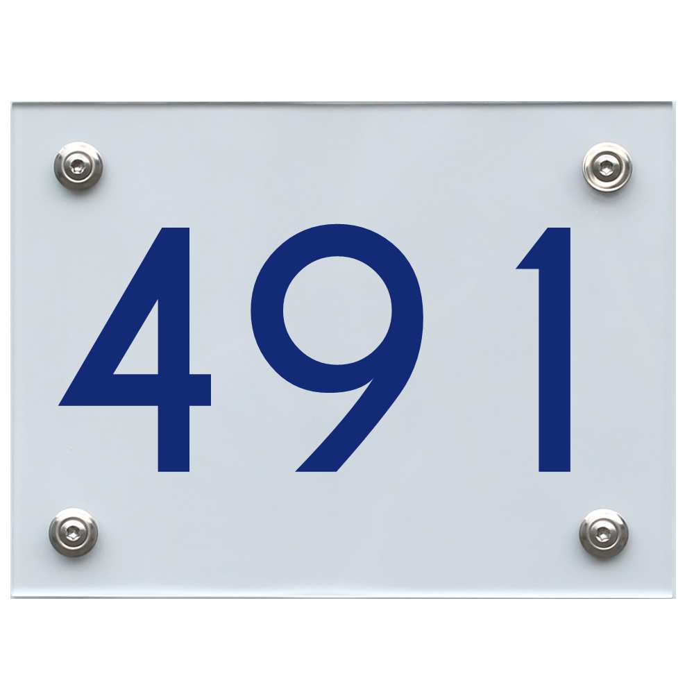 Hausnummernschild 491 blau