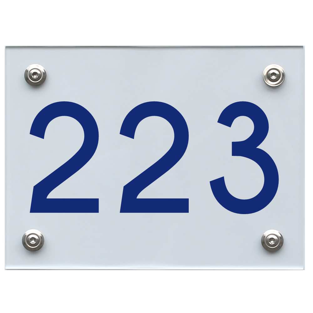 Hausnummernschild 223 blau