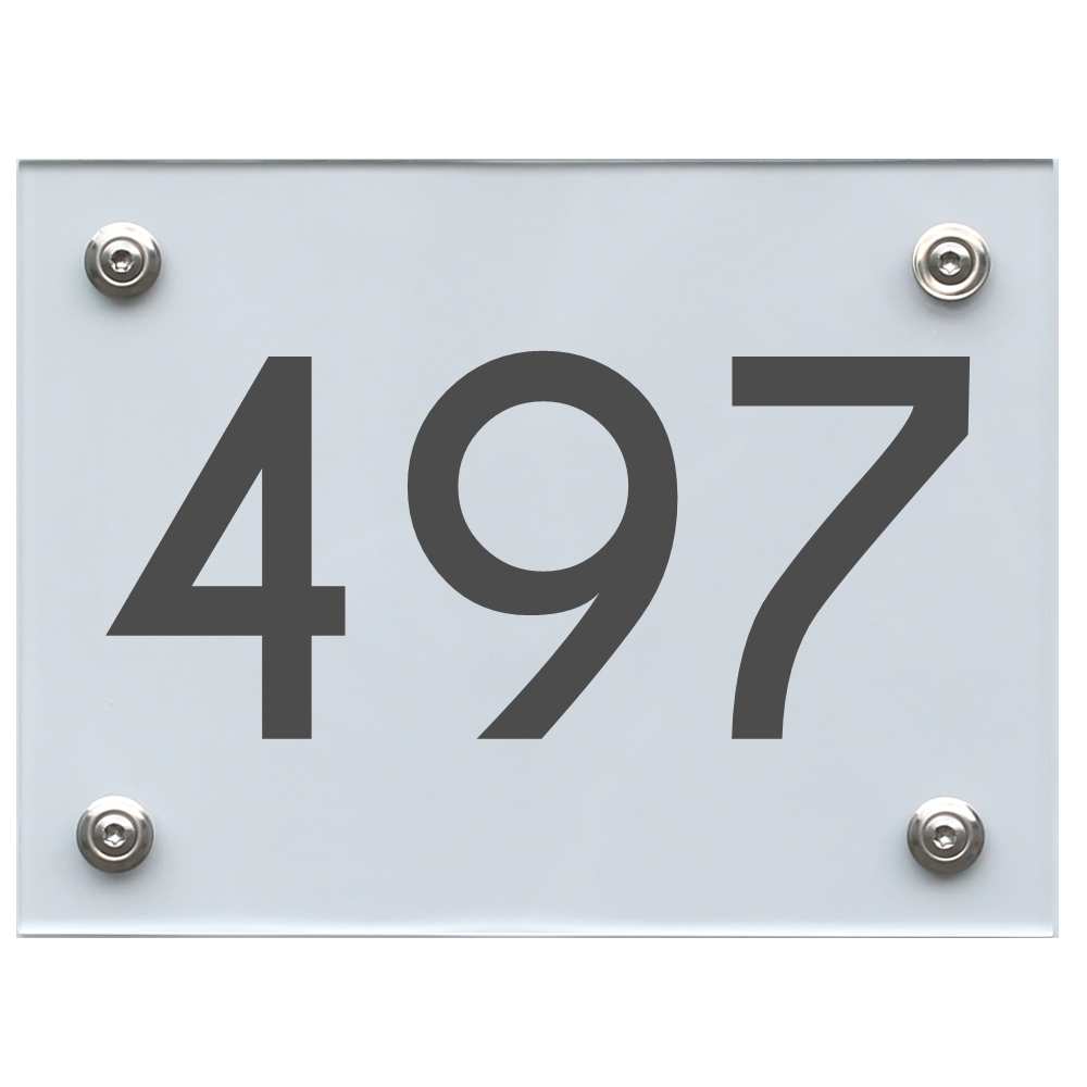 Hausnummernschild 497 dunkelgrau