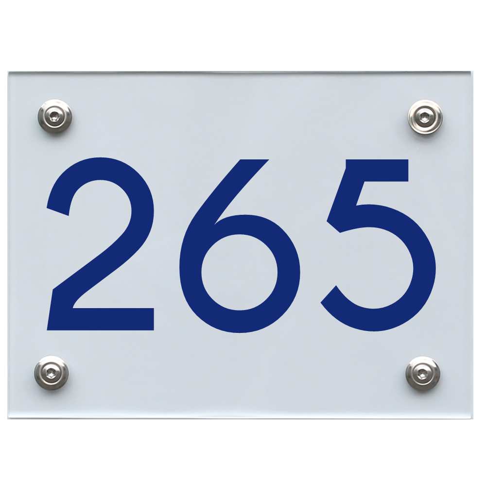 Hausnummernschild 265 blau