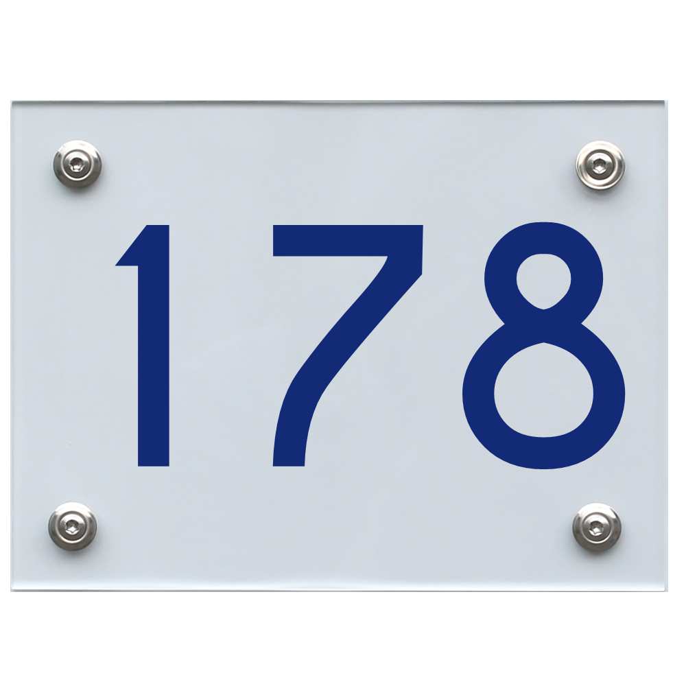 Hausnummernschild 178 blau