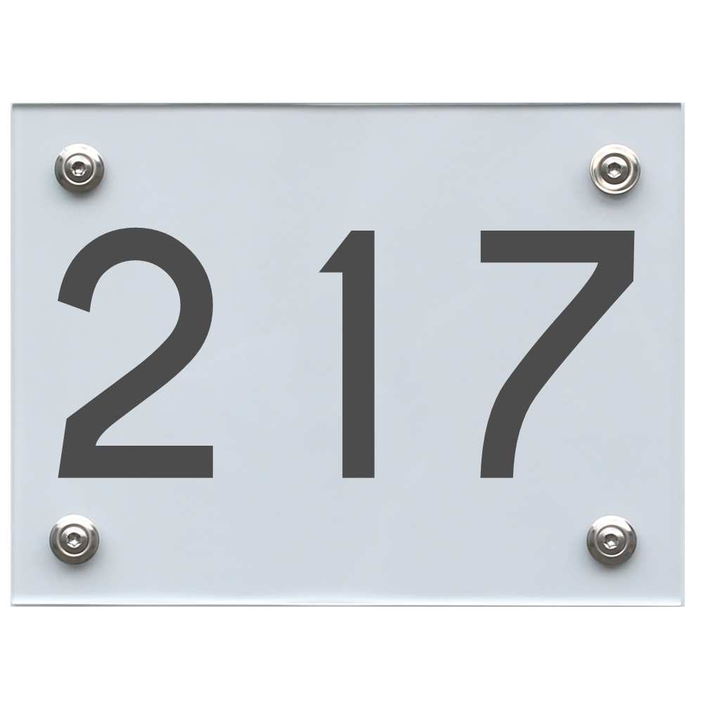 Hausnummernschild 217 dunkelgrau