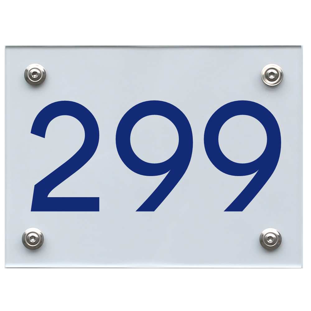 Hausnummernschild 299 blau