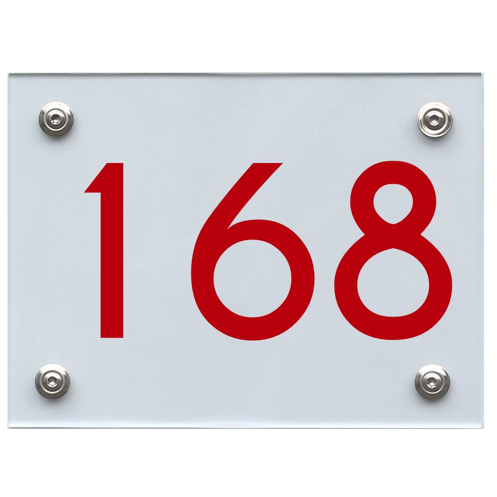 Hausnummernschild 168 rot