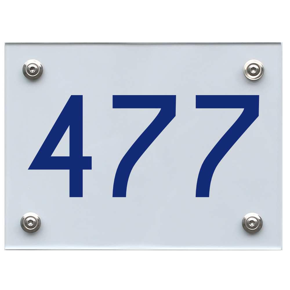 Hausnummernschild 477 blau