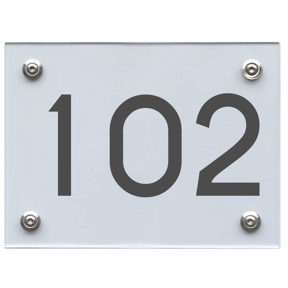 Hausnummernschild 102 dunkelgrau