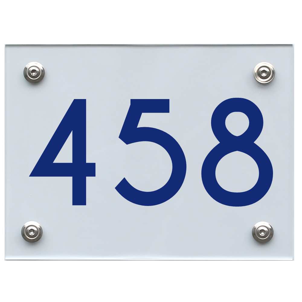 Hausnummernschild 458 blau
