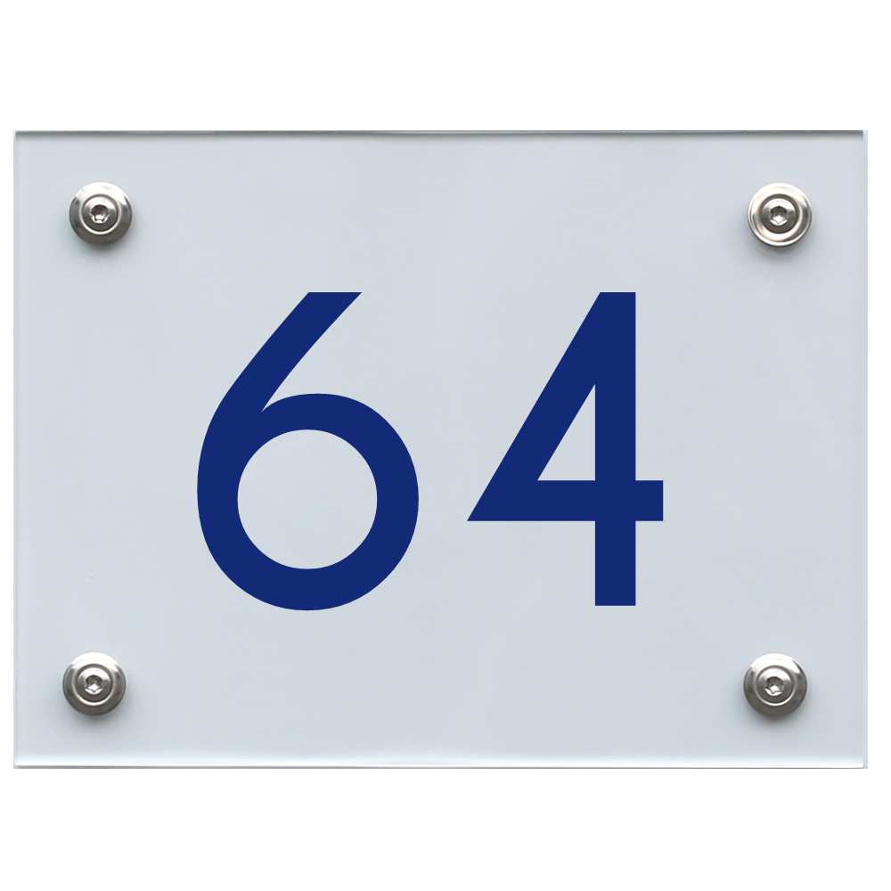Hausnummernschild 64 blau