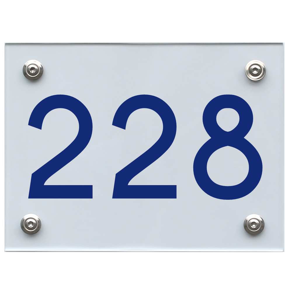 Hausnummernschild 228 blau