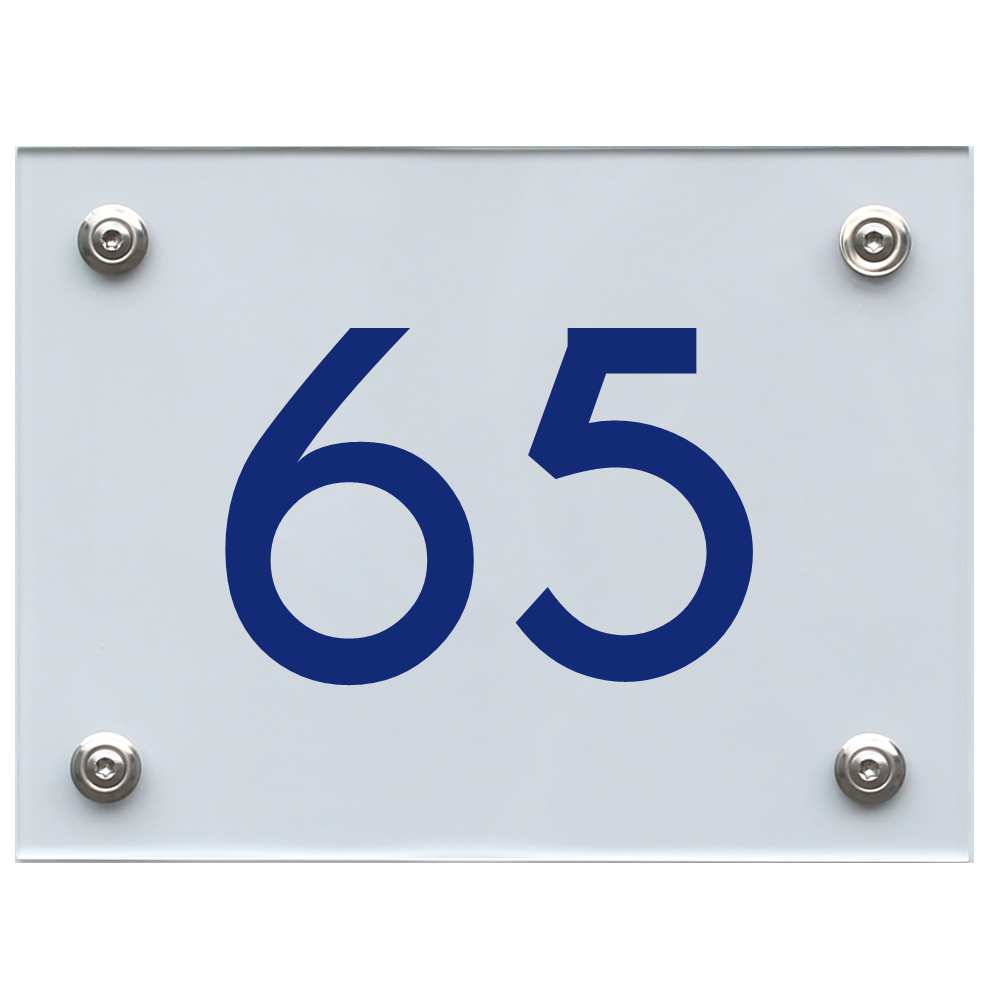 Hausnummernschild 65 blau