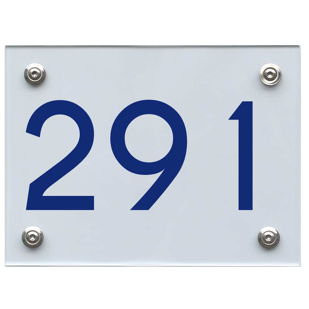 Hausnummernschild 291 blau
