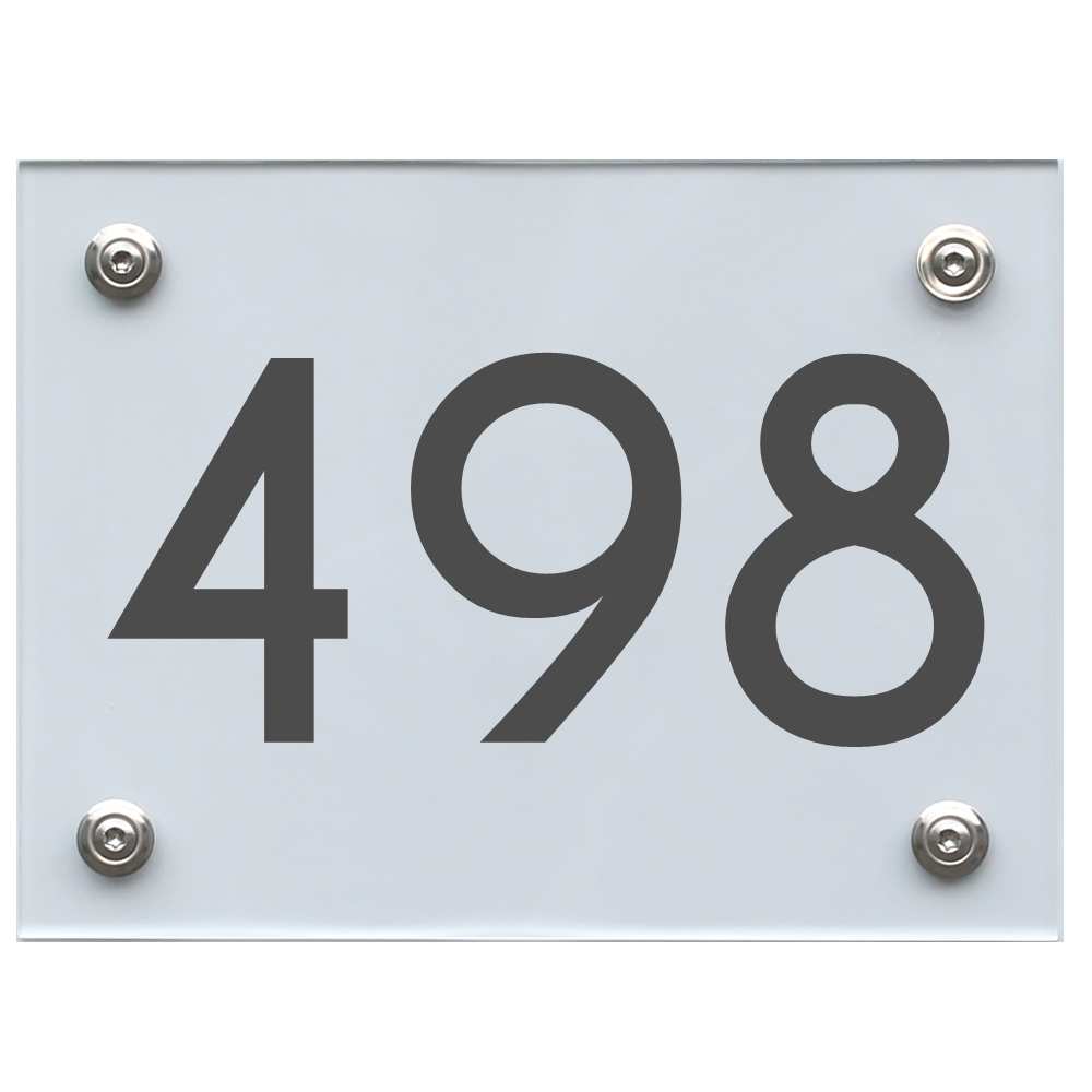 Hausnummernschild 498 dunkelgrau
