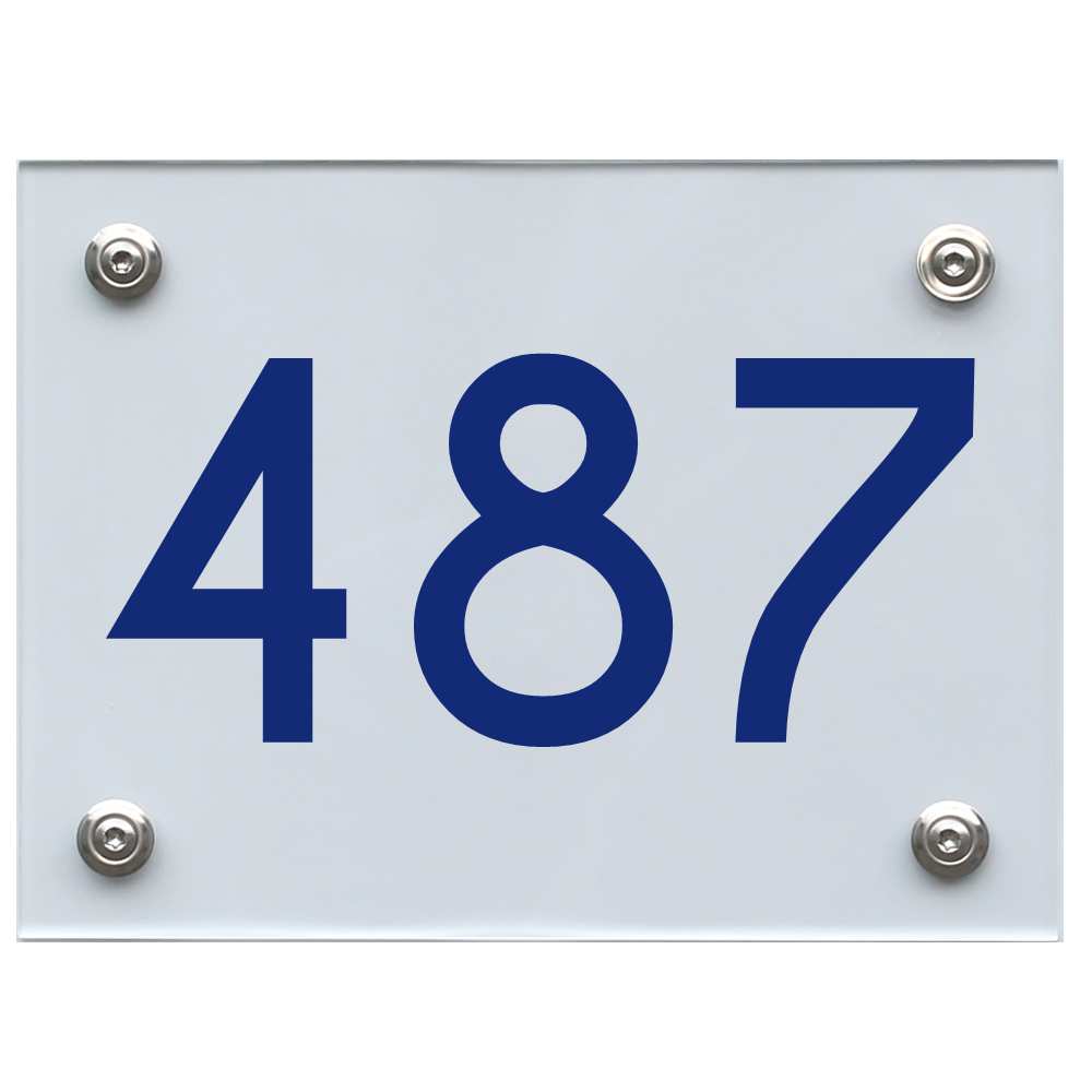 Hausnummernschild 487 blau