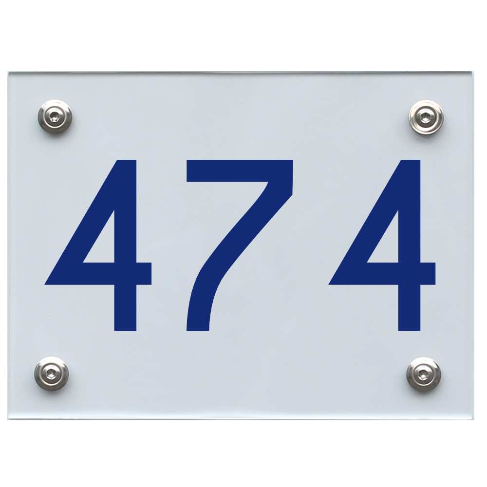 Hausnummernschild 474 blau