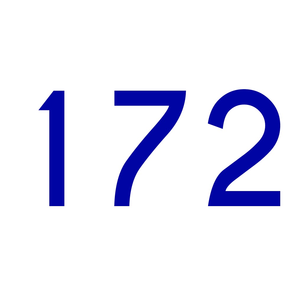 Hausnummer Aufkleber 172 blau