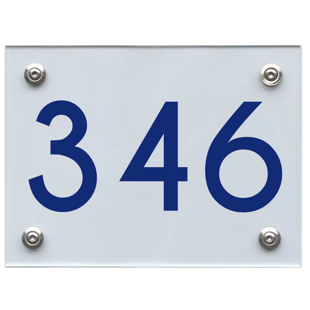 Hausnummernschild 346 blau
